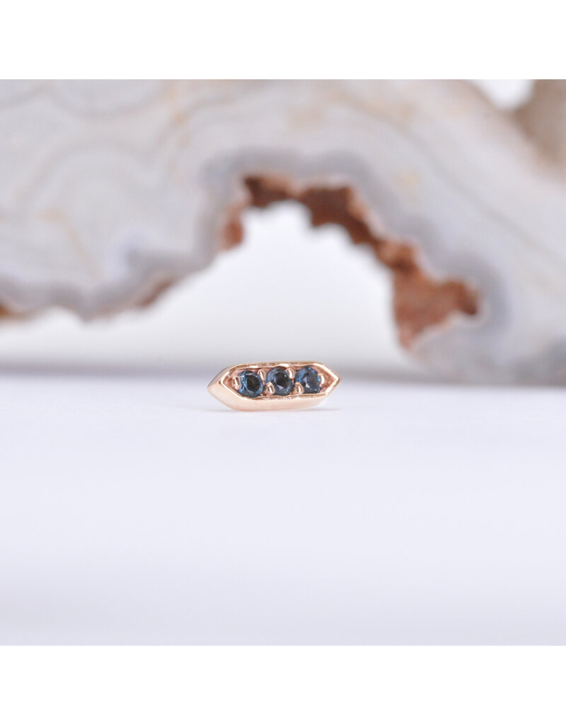 BVLA Sillan with London Blue Topaz in 14k Rose Gold 16g Threaded End