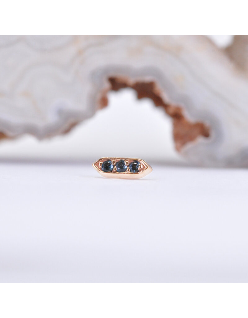 BVLA Sillan with London Blue Topaz in 14k Rose Gold 16g Threaded End