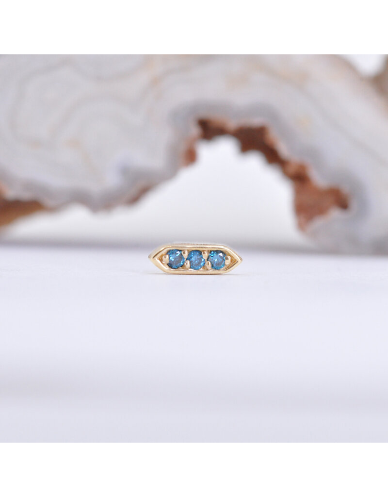 BVLA Sillan with Ocean Blue Diamonds in 14k Yellow Gold 16g Threaded End
