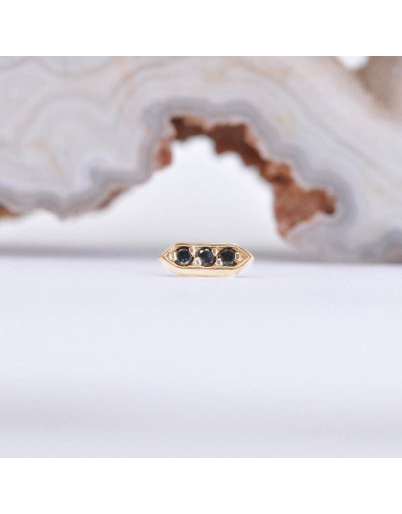 BVLA Sillan with Black Diamond in 14k Yellow Gold 16g Threaded End