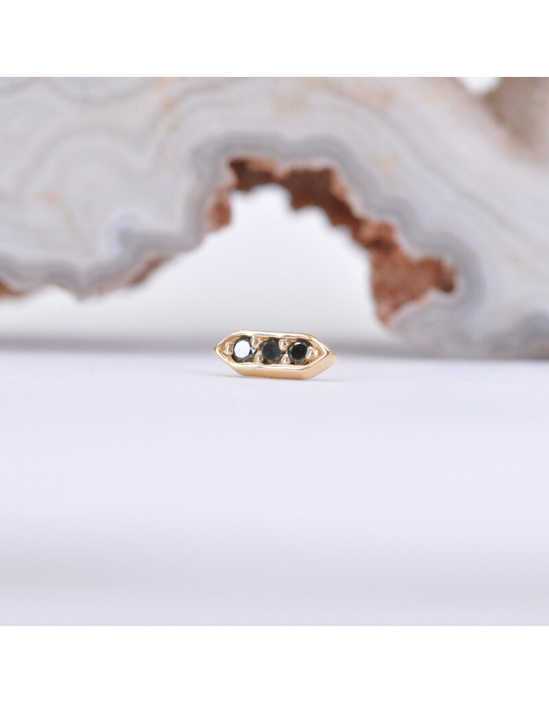 BVLA Sillan with Black Diamond in 14k Yellow Gold 16g Threaded End