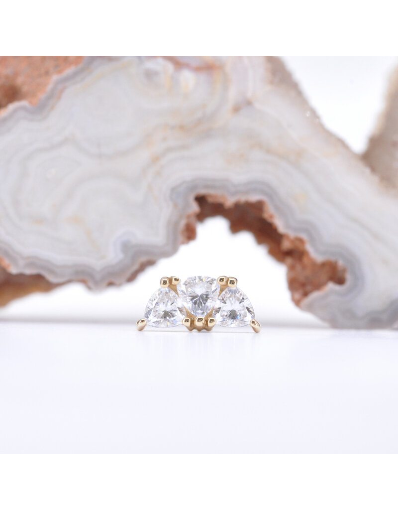 BVLA Irisa 3 with CZ in 14k Yellow Gold 16g Threaded End by BVLA!