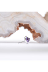 BVLA 3mm Cup with Reverse Set Amethyst in 14k White Gold Threadless Ends