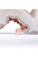 BVLA 4mm Honeycomb with 3mm Sandblasted, Rose Cut Rose Quartz in 14k Rose Gold Threadless Ends