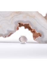 BVLA 4mm Honeycomb with 3mm Sandblasted, Rose Cut Rose Quartz in 14k White Gold Threadless Ends