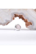 BVLA 4mm Honeycomb with 3mm Sandblasted, Rose Cut Rose Quartz in 14k White Gold Threadless Ends