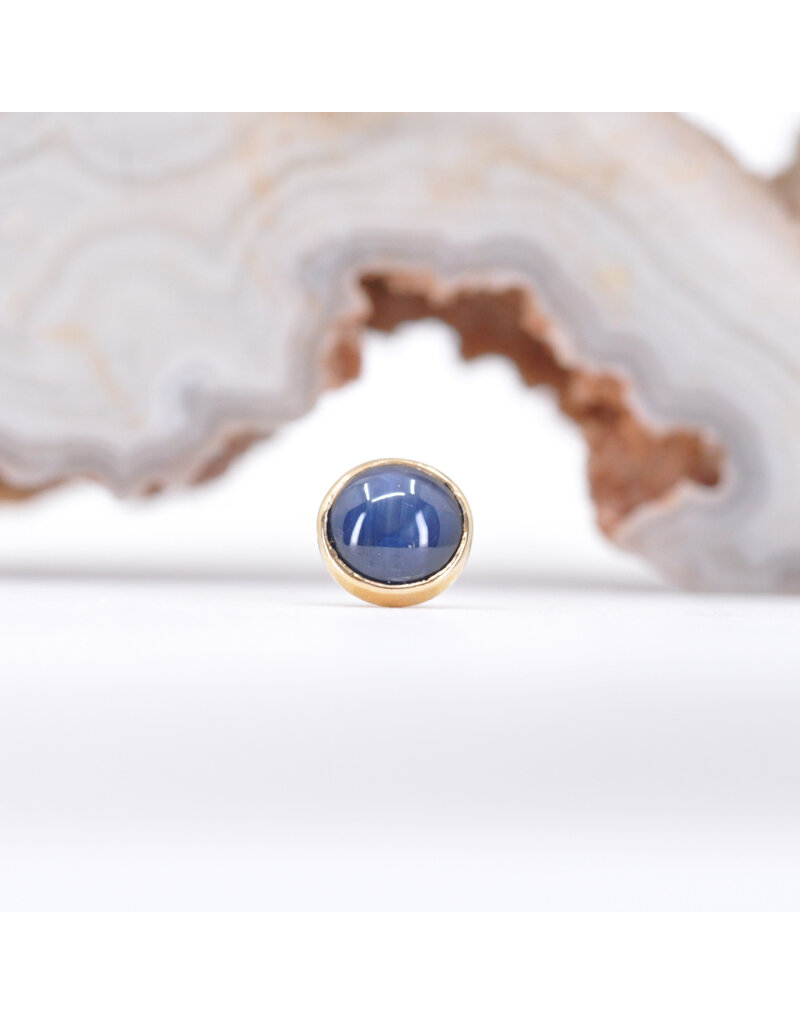 BVLA 4mm Cup with Blue Star Sapphire in 14k Yellow Gold Threadless Ends