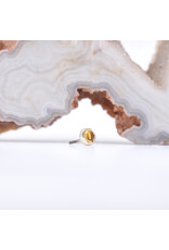 BVLA 3mm Honeycomb with 2mm Citrine Cabochon in 14k Yellow Gold Threadless Ends