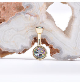 BVLA Bezel Mystic Topaz Rose Gold 14g 3/16" Navel Curve