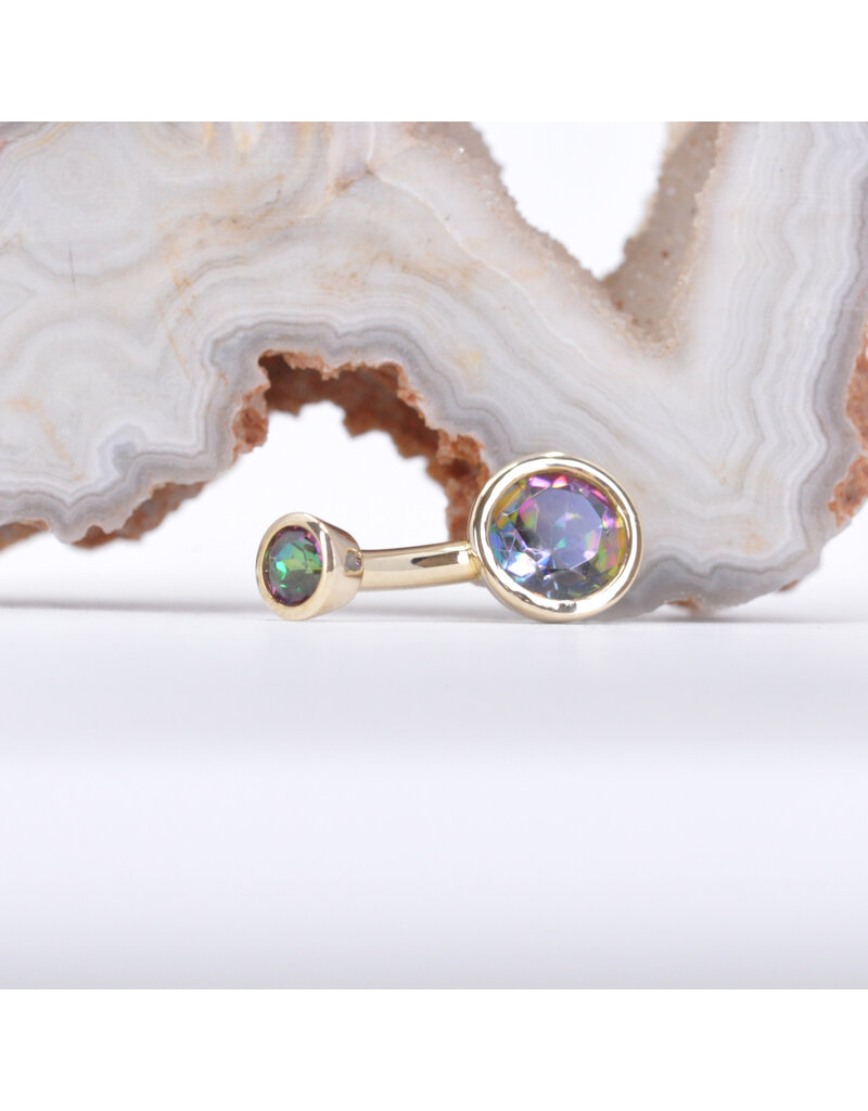 BVLA 14g 3/16" Bezel with Mystic Topaz in 14k Rose Gold Navel Curve by BVLA!