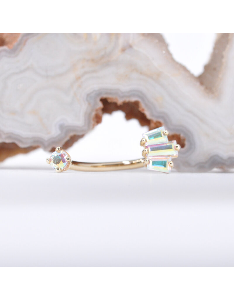 BVLA 16g 7/16" Oceane with Mercury Mist Topaz in 14k Yellow Gold Navel J Curve by BVLA!