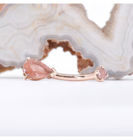 BVLA Pear Prong Sunstone Rose Gold 14g 3/8" Navel Curve