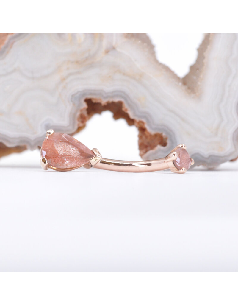 BVLA 14g 3/8" Pear Prong with Faceted Oregon Sunstone in 14k Rose Gold Navel Curve  by BVLA!