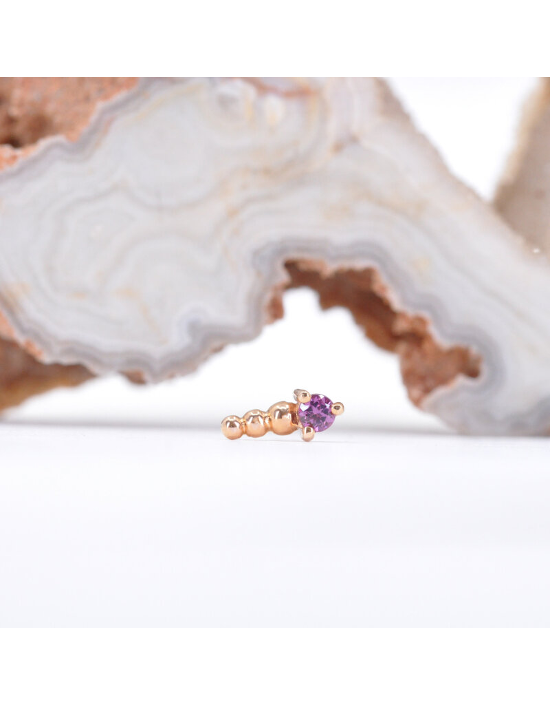 BVLA Glow Worm with Rhodolite Garnet in 14k Rose Gold Threadless End by BVLA!