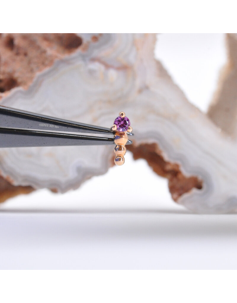 BVLA Glow Worm with Rhodolite Garnet in 14k Rose Gold Threadless End by BVLA!