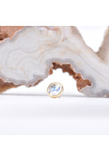 BVLA 4mm Cup with Rainbow Moonstone Cabochon in 14k Yellow Gold Threadless Ends