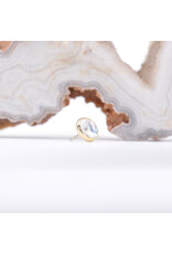 BVLA 4mm Cup with Rainbow Moonstone Cabochon in 14k Yellow Gold Threadless Ends