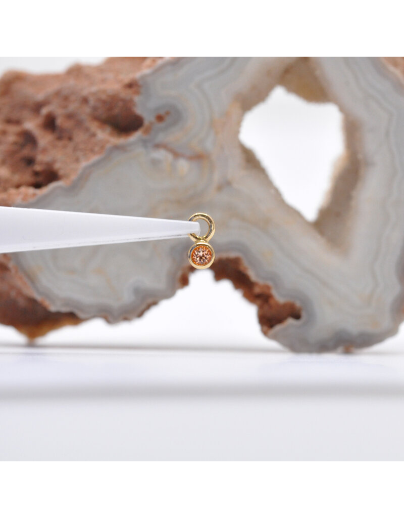 BVLA 2mm Bezel Charm with Faceted Peach Topaz  in 14k Yellow Gold by BVLA