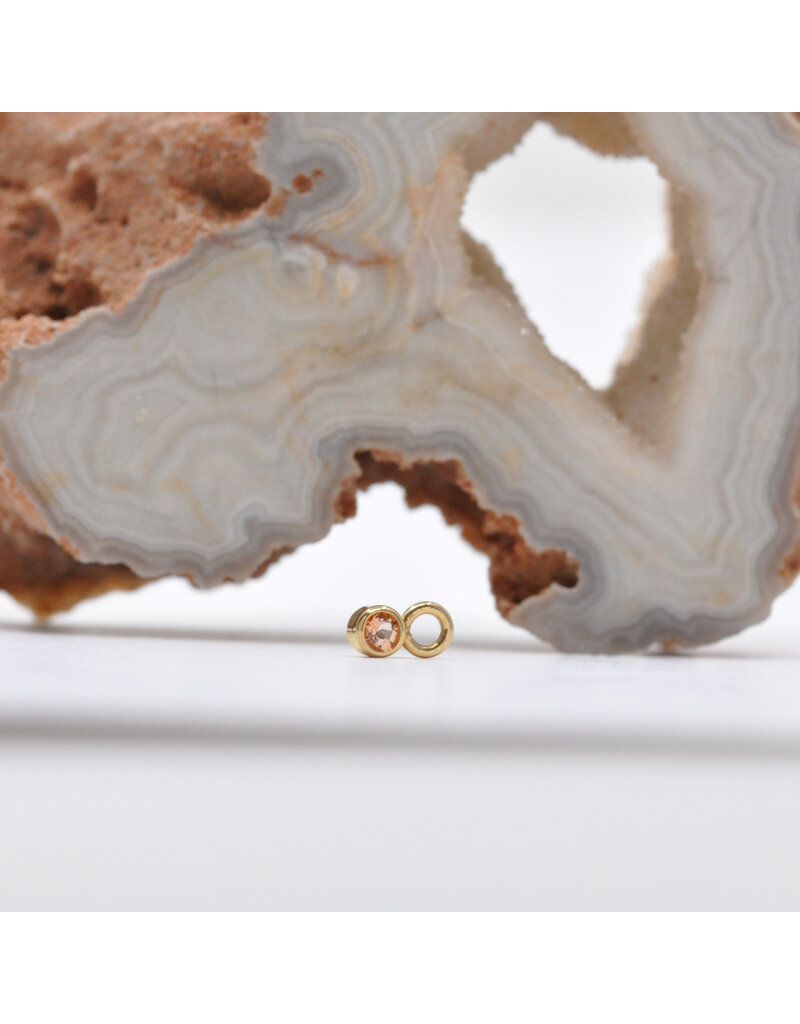 BVLA 2mm Bezel Charm with Faceted Peach Topaz  in 14k Yellow Gold by BVLA