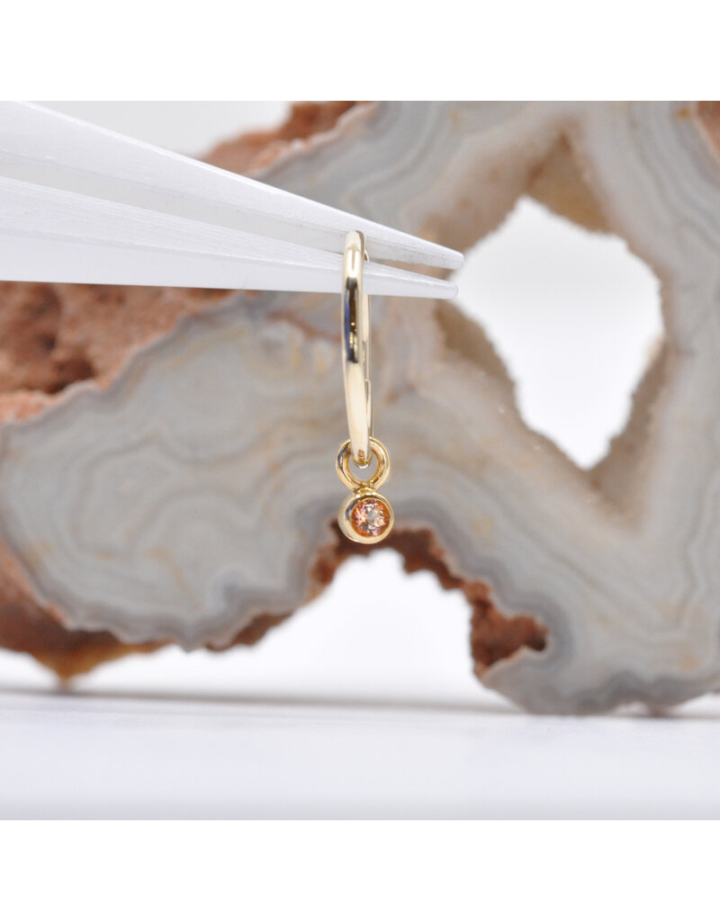 BVLA 2mm Bezel Charm with Faceted Peach Topaz  in 14k Yellow Gold by BVLA