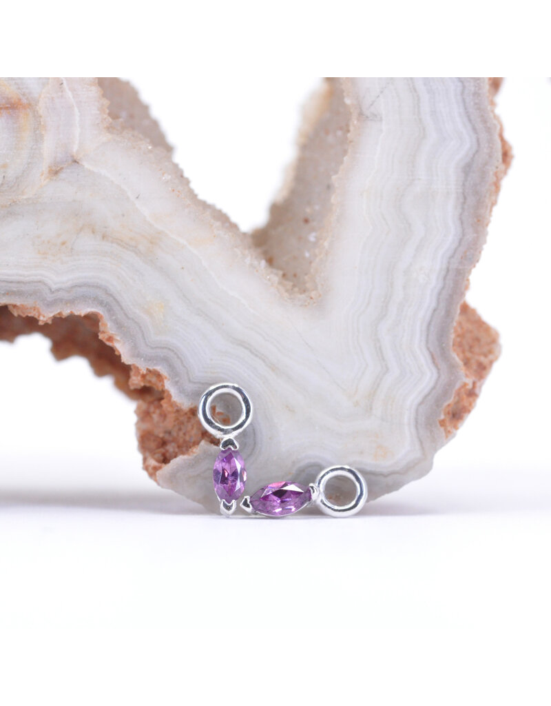 BVLA 3x1.5mm Marquise V Prong Charms with Rhodolite Garnet in 14k White Gold by BVLA