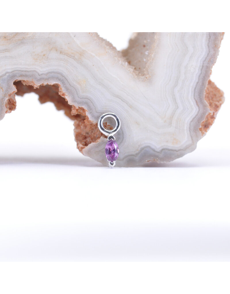 BVLA 3x1.5mm Marquise V Prong Charms with Rhodolite Garnet in 14k White Gold by BVLA