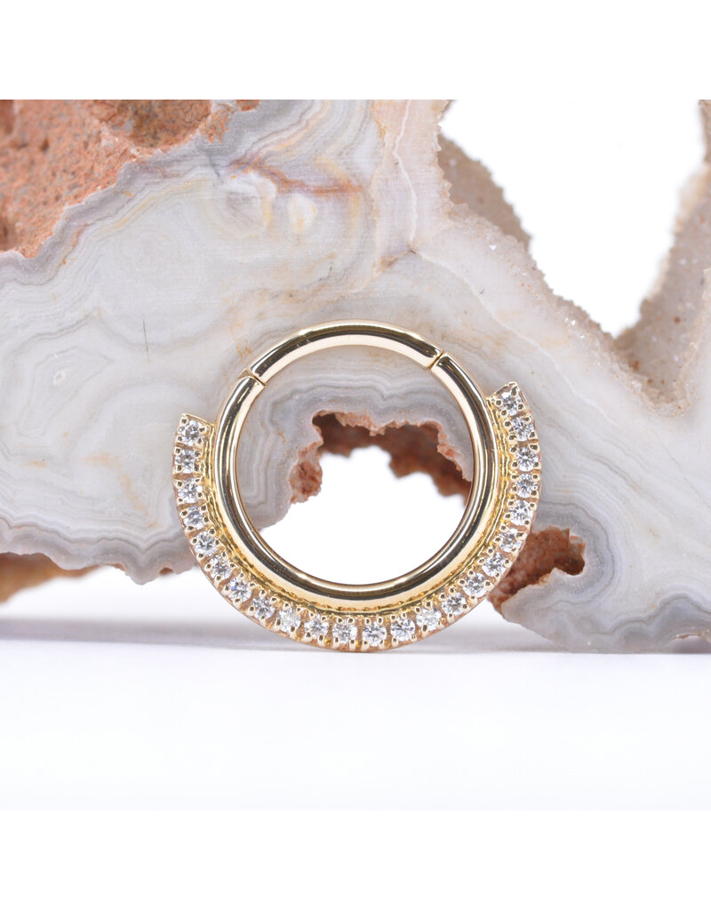 BVLA 16g 3/8" Dahlia XL Clicker Ring with Genuine VS Diamonds in 14k Yellow Gold by BVLA