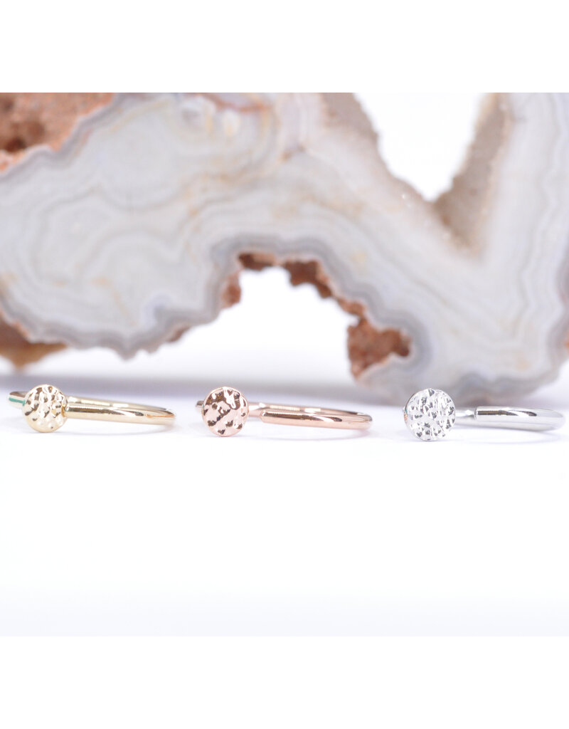 BVLA 18g 5/16" Nostril Snail with 3mm Hammered Disc in 14k Gold by BVLA!