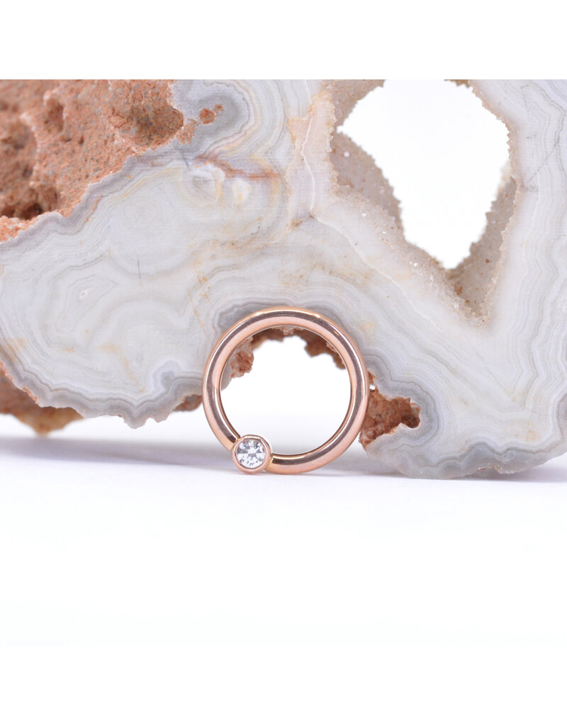 BVLA 16g Fixed Bezel Seam Rings with 2mm CZ in 14k Rose Gold