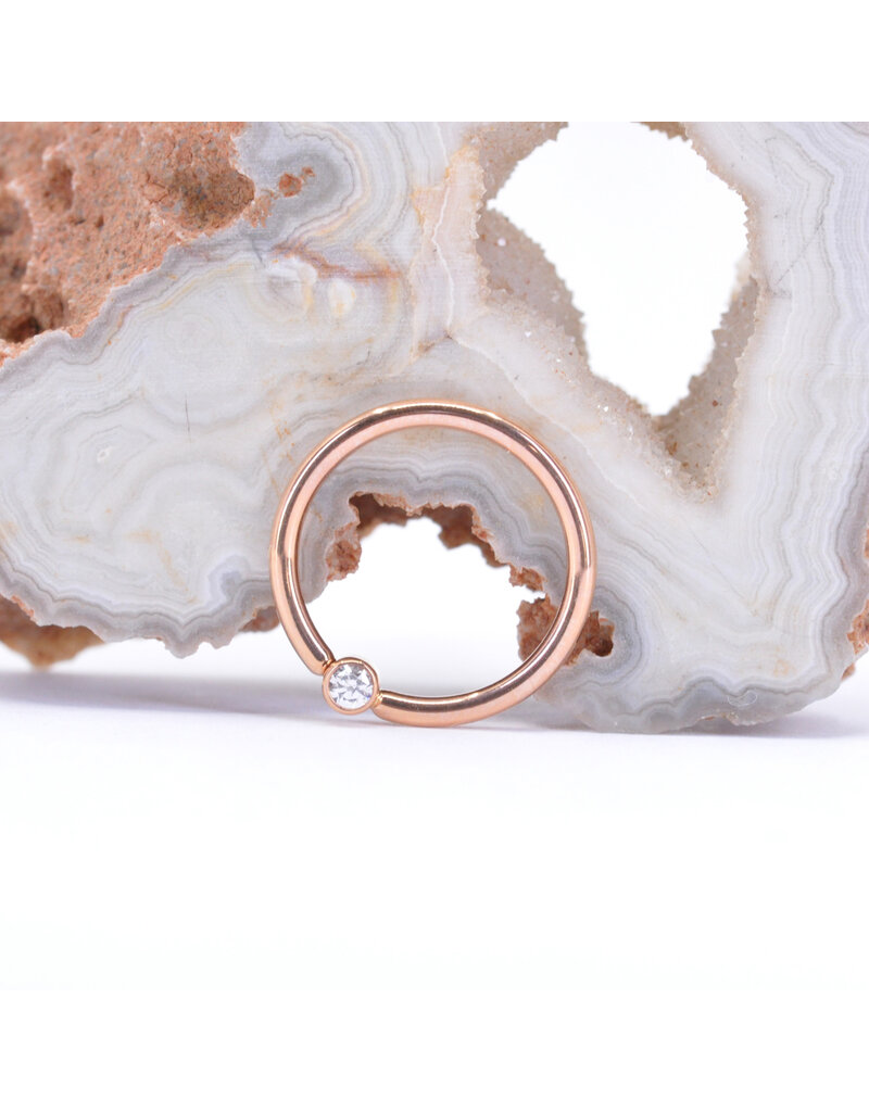 BVLA 16g Fixed Bezel Seam Rings with 2mm CZ in 14k Rose Gold