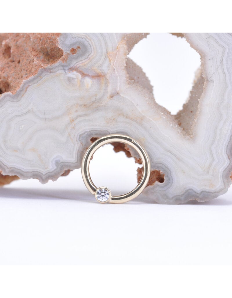 BVLA 16g Fixed Bezel Seam Rings with 2mm CZ in 14k Yellow Gold