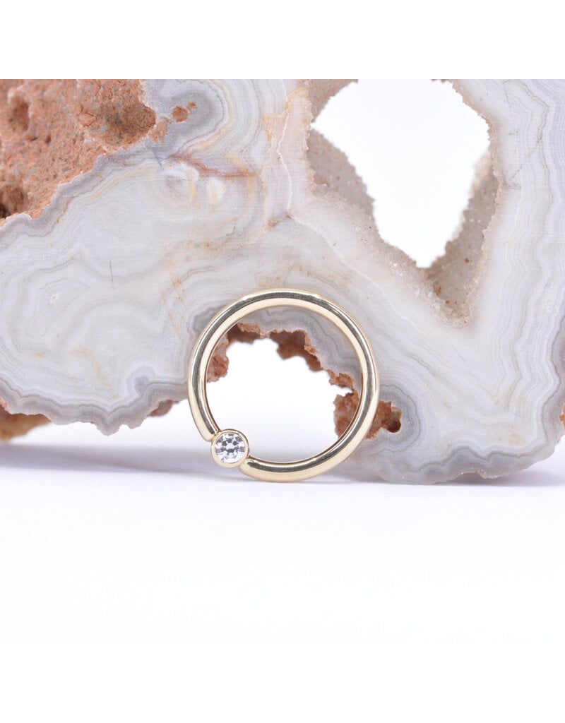 BVLA 16g Fixed Bezel Seam Rings with 2mm CZ in 14k Yellow Gold