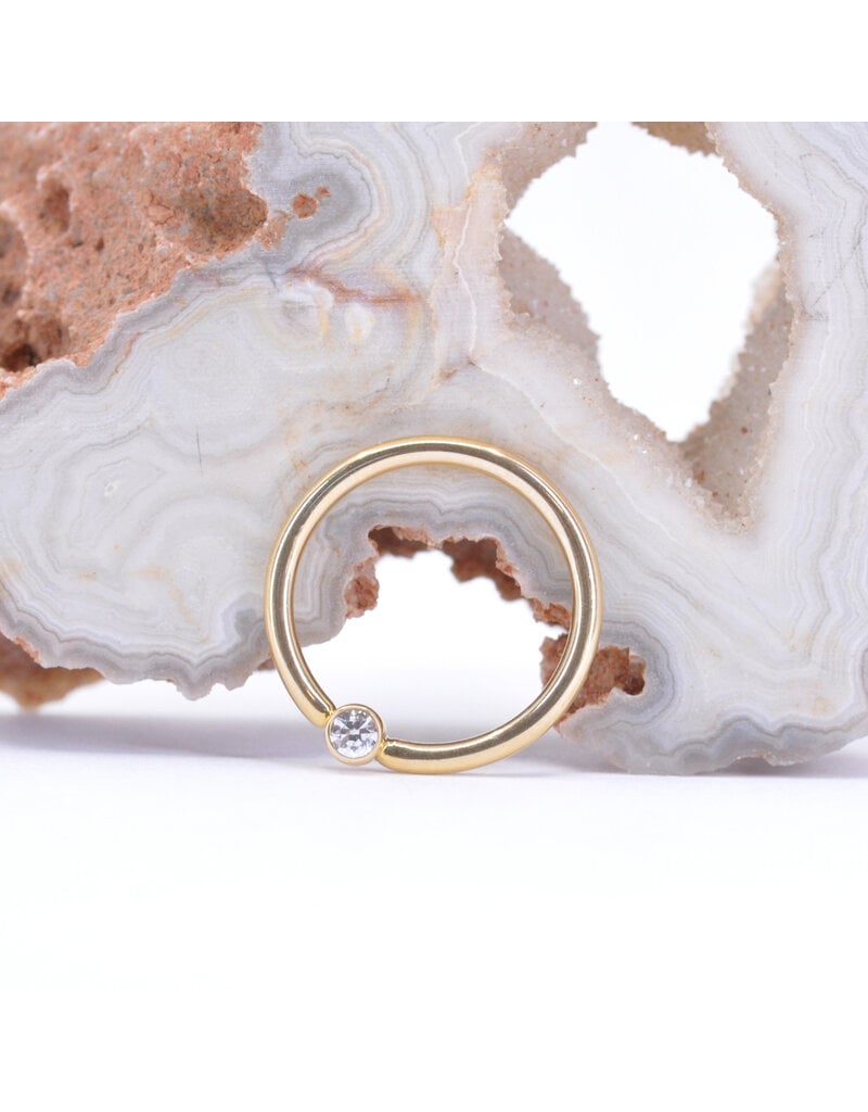 BVLA 16g Fixed Bezel Seam Rings with 2mm CZ in 14k Yellow Gold