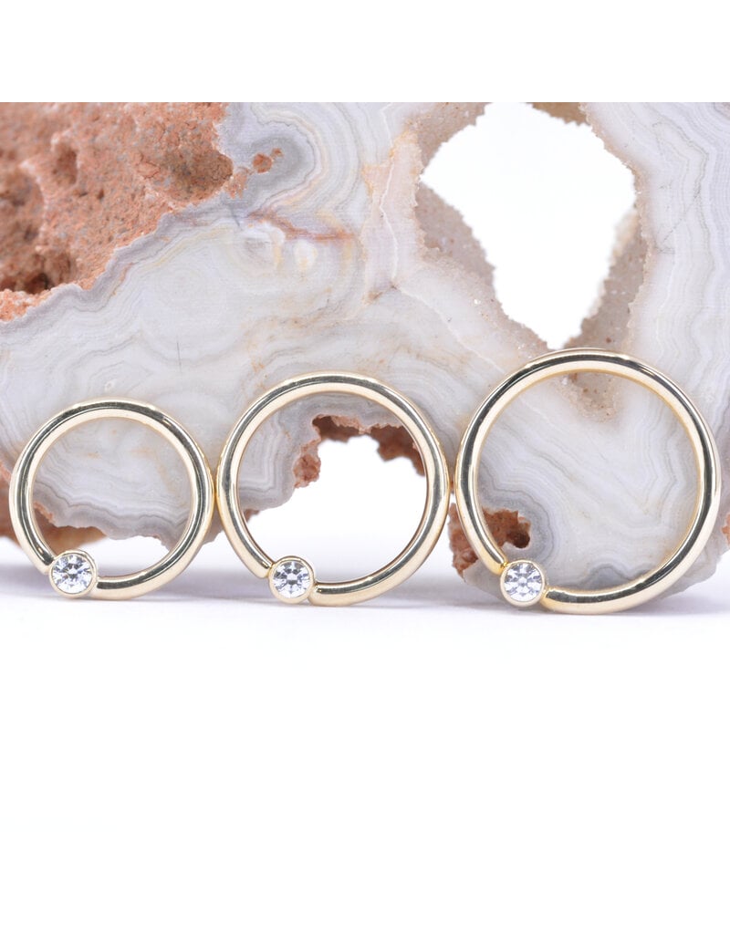 BVLA 16g Fixed Bezel Seam Rings with 2mm CZ in 14k Yellow Gold