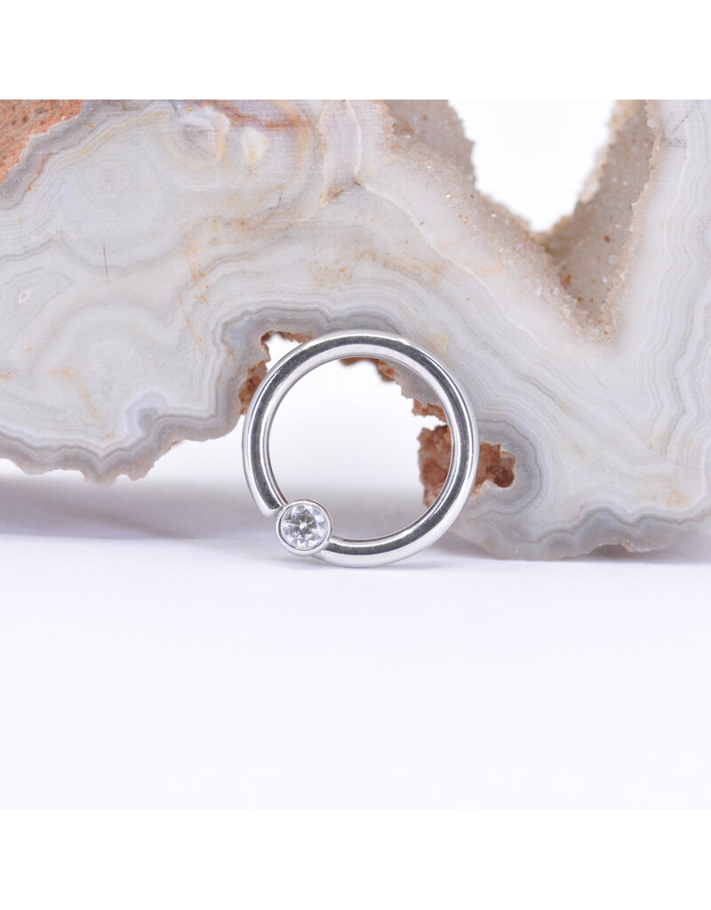 BVLA 16g Fixed Bezel Seam Rings with 2mm CZ in 14k White Gold
