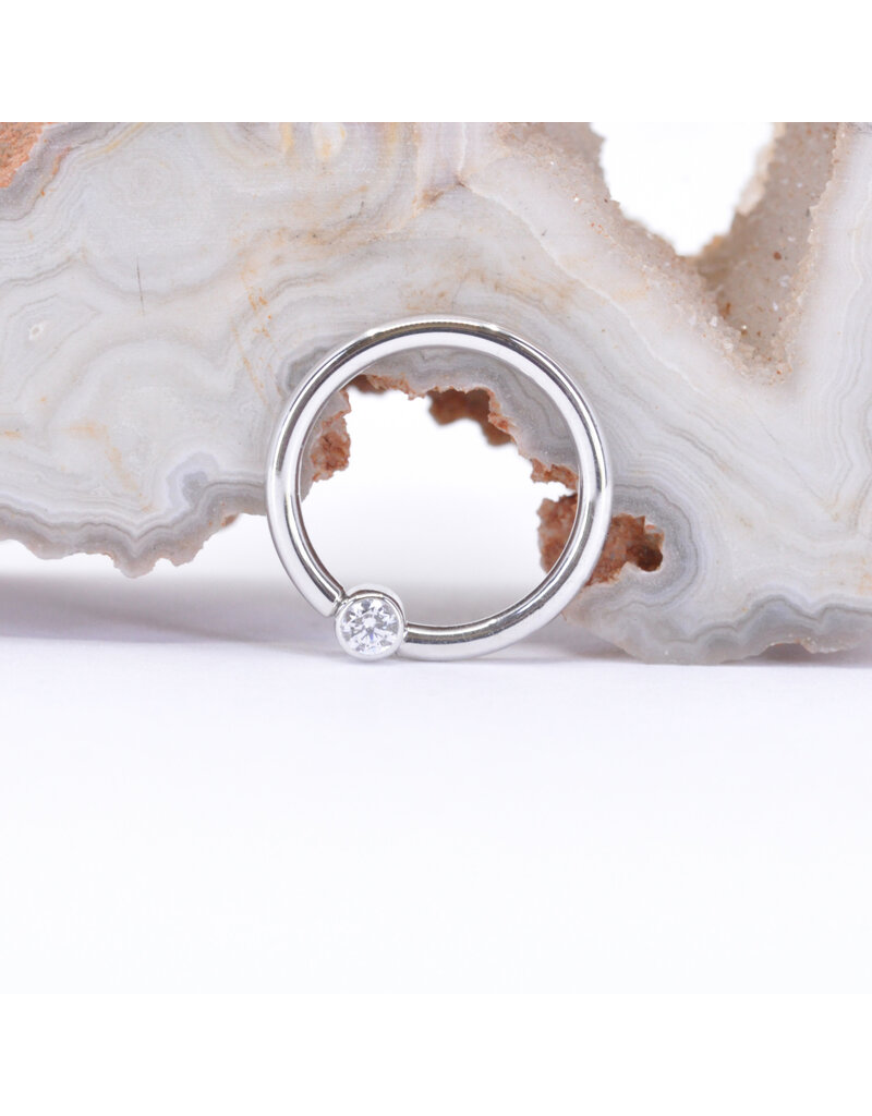 BVLA 16g Fixed Bezel Seam Rings with 2mm CZ in 14k White Gold