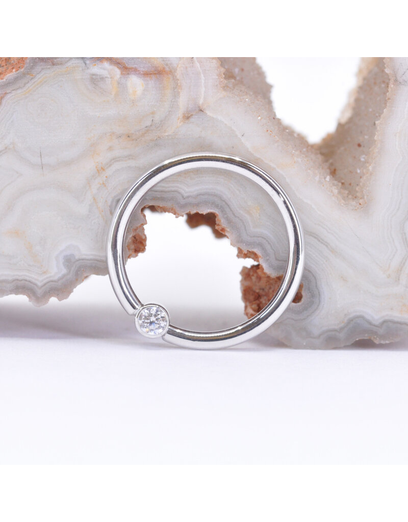 BVLA 16g Fixed Bezel Seam Rings with 2mm CZ in 14k White Gold
