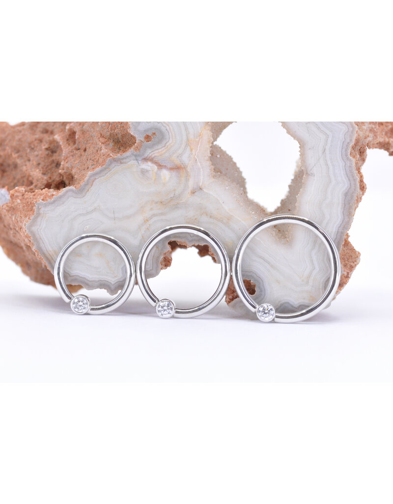 BVLA 16g Fixed Bezel Seam Rings with 2mm CZ in 14k White Gold