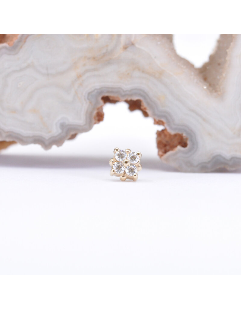 BVLA 4mm Reema with CZ in 14k Gold Threadless Ends by BVLA!