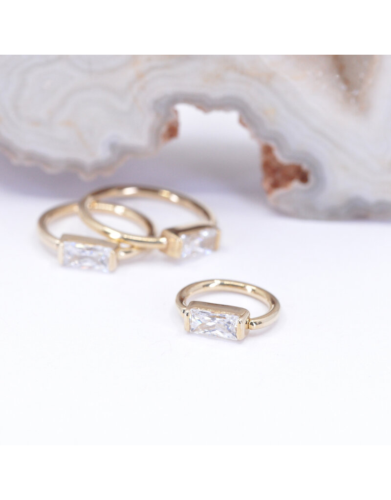 BVLA 18g Fixed Baguette Seam Rings with 4x2mm CZ in 14k Gold by BVLA!