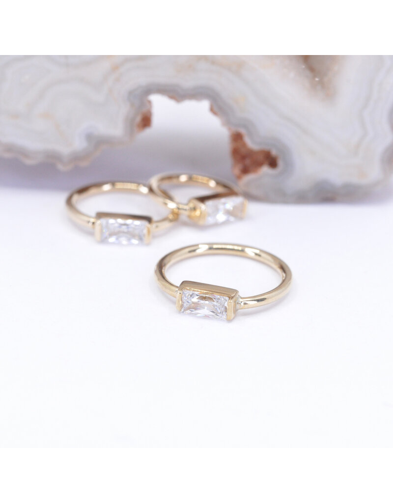 BVLA 18g Fixed Baguette Seam Rings with 4x2mm CZ in 14k Gold by BVLA!