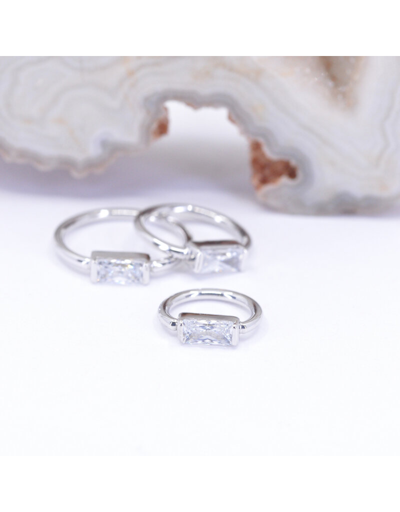 BVLA 18g Fixed Baguette Seam Rings with 4x2mm CZ in 14k Gold by BVLA!