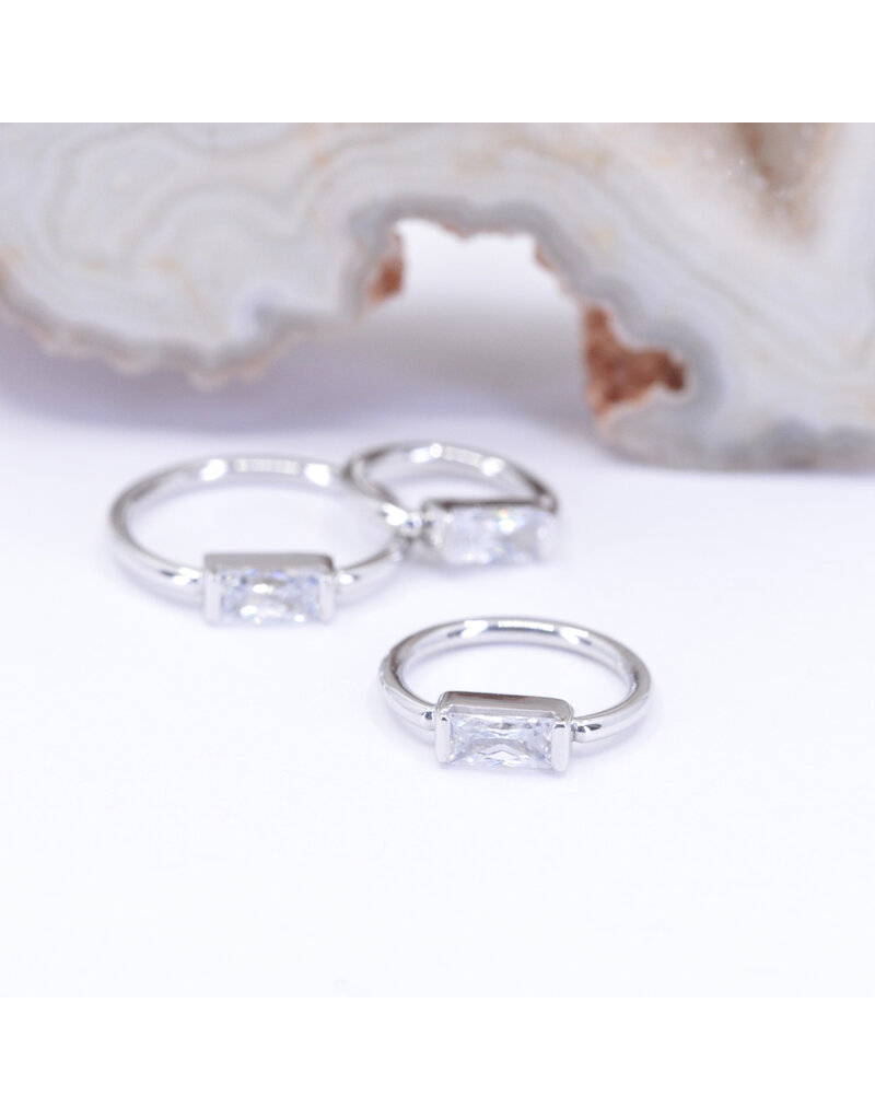 BVLA 18g Fixed Baguette Seam Rings with 4x2mm CZ in 14k Gold by BVLA!