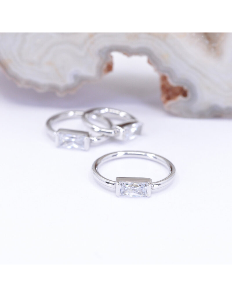 BVLA 18g Fixed Baguette Seam Rings with 4x2mm CZ in 14k Gold by BVLA!