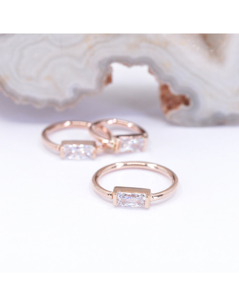 BVLA 18g Fixed Baguette Seam Rings with 4x2mm CZ in 14k Gold by BVLA!