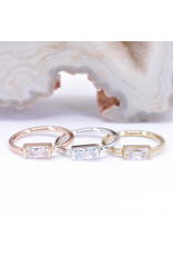 BVLA 18g Fixed Baguette Seam Rings with 4x2mm CZ in 14k Gold by BVLA!