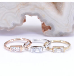 BVLA CZ 14k Gold 18g Fixed Baguette Seam Rings