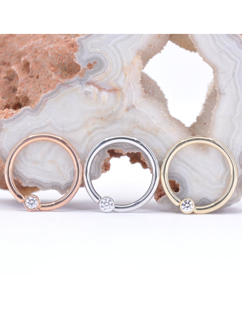 BVLA 16g Fixed Bezel Seam Rings with 2mm CZ in 14k Yellow Gold