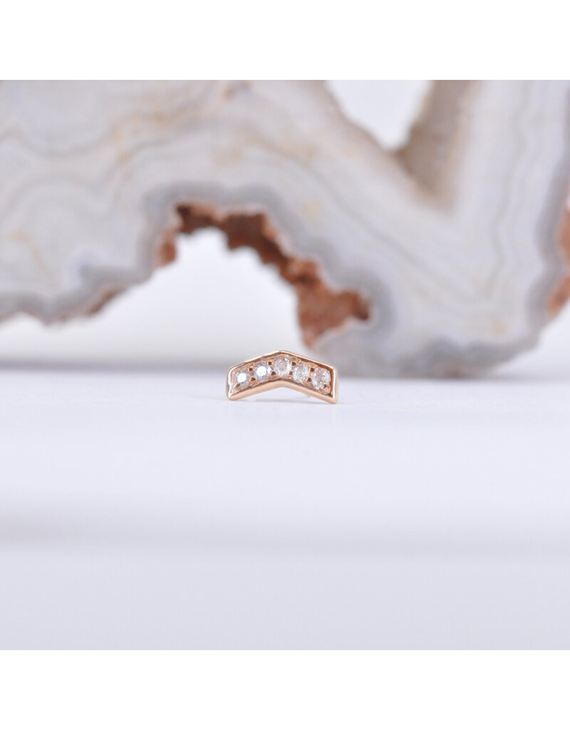 BVLA Chevron with CZ in 14k Gold Threadless Ends byBVLA!