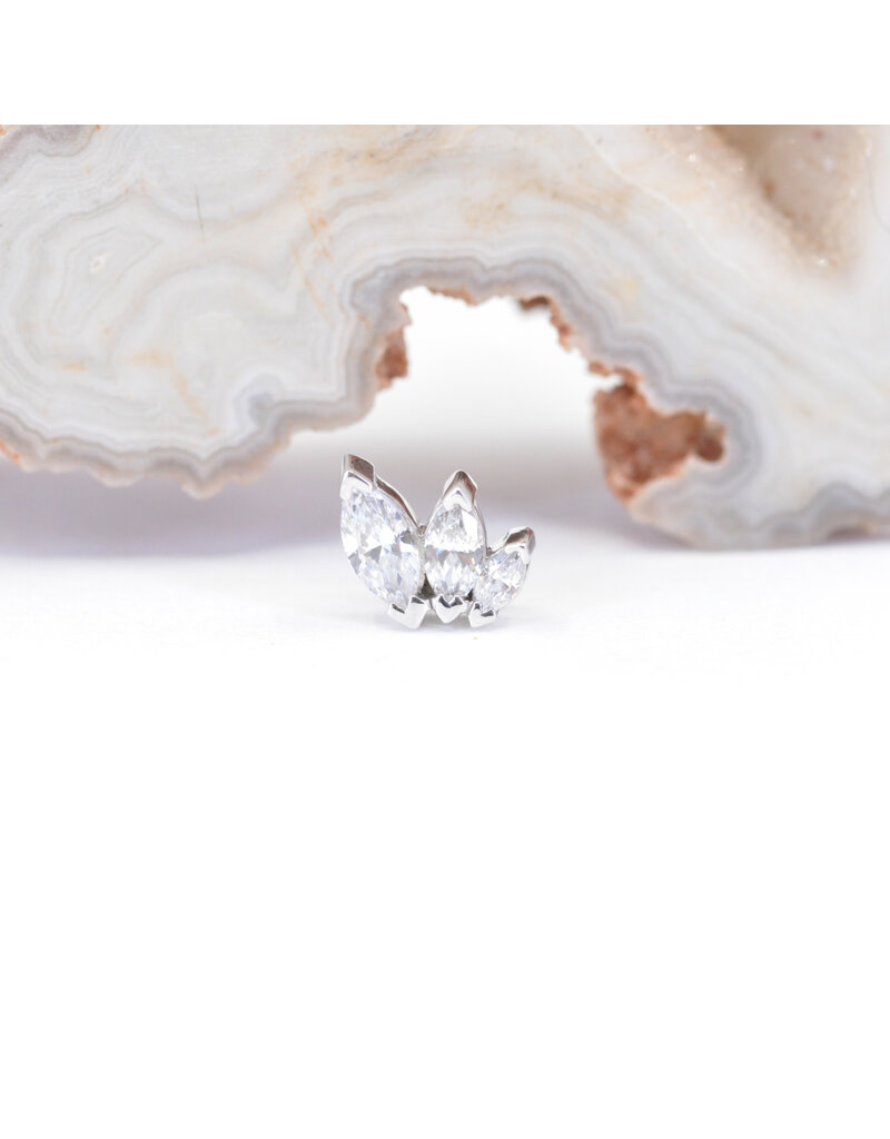 BVLA French Kiss with CZ 16g Threaded Ends in 14k Gold